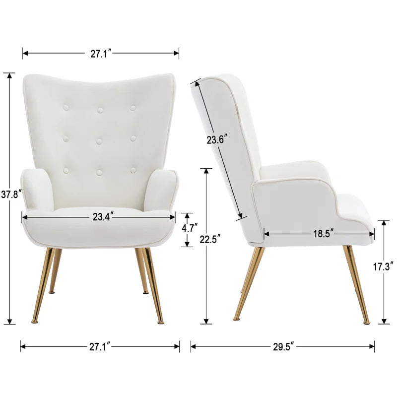Wing Chair: Corvilus Wide Tufted Velvet Wingback Chair