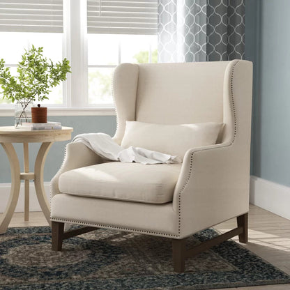 Wing Chair: Hamuelson 34.25'' Wide Linen Wingback Chair