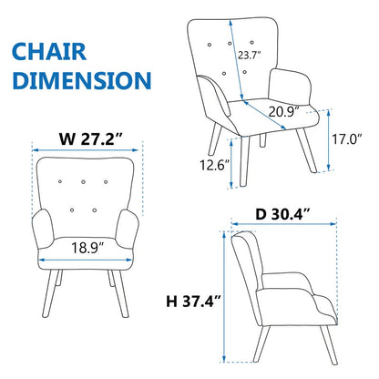 Wing Chair: Matun 27.2'' Wide Tufted Wingback Chair and Ottoman