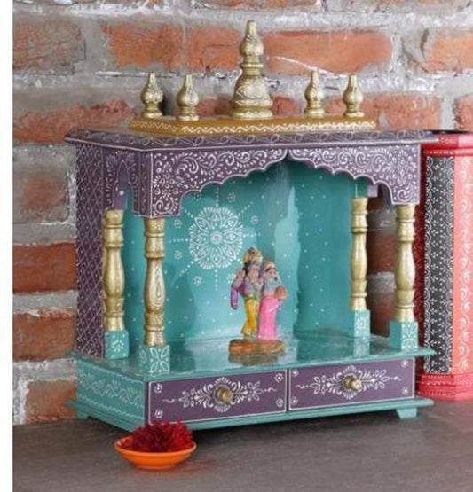 Wood Home Temple (9 X 18 X 21 Inch, Multicolour) Visit the Home and Bazaar Store