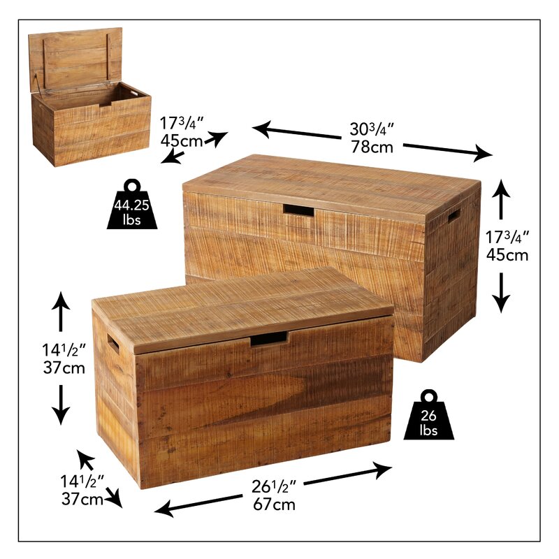 Wooden Box : 2 Piece Set of Storage Box