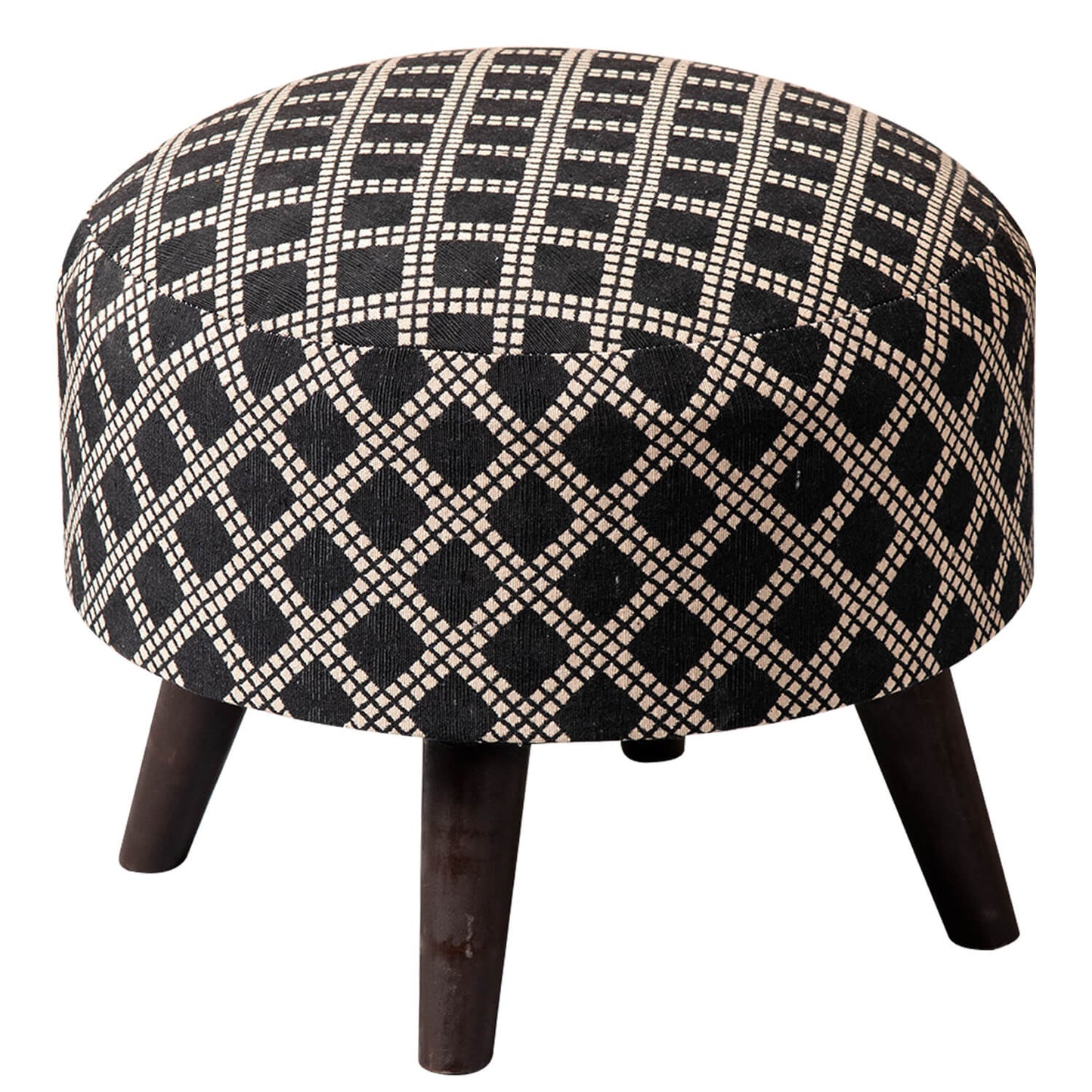 Wooden Ottomans: Black And Cream Ottoman
