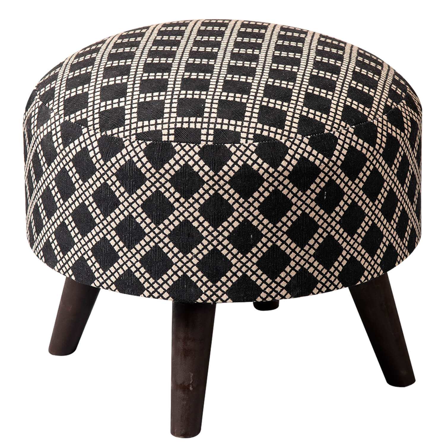 Wooden Ottomans: Black And Cream Ottoman