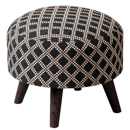 Wooden Ottomans: Black And Cream Ottoman
