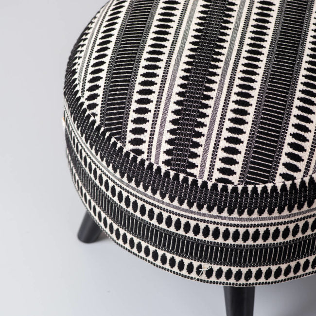 Wooden Ottomans: Black & Cream Ottoman