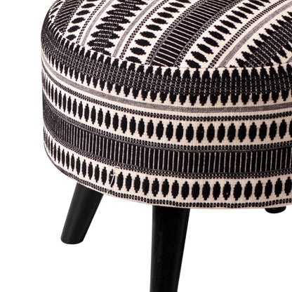 Wooden Ottomans: Black & Cream Ottoman