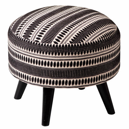 Wooden Ottomans: Black & Cream Ottoman