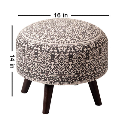 Wooden Ottomans: Classic Imprinted Ottoman