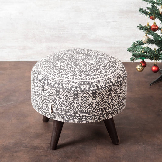 Wooden Ottomans: Classic Imprinted Ottoman