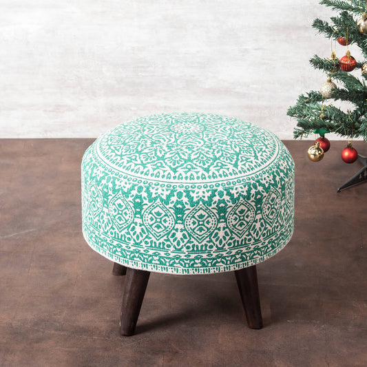 Wooden Ottomans: Classic Imprinted Ottoman (Green)