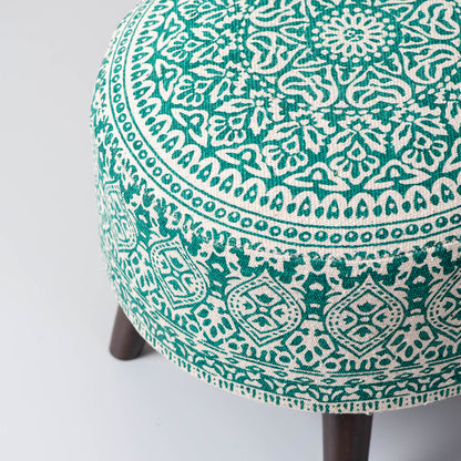 Wooden Ottomans: Classic Imprinted Ottoman (Green)