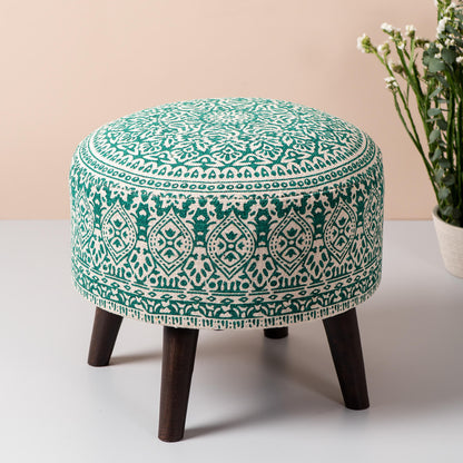 Wooden Ottomans: Classic Imprinted Ottoman (Green)
