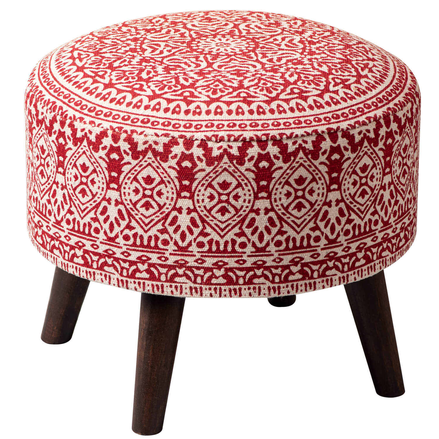 Wooden Ottomans: Classic Imprinted Ottoman (Red)