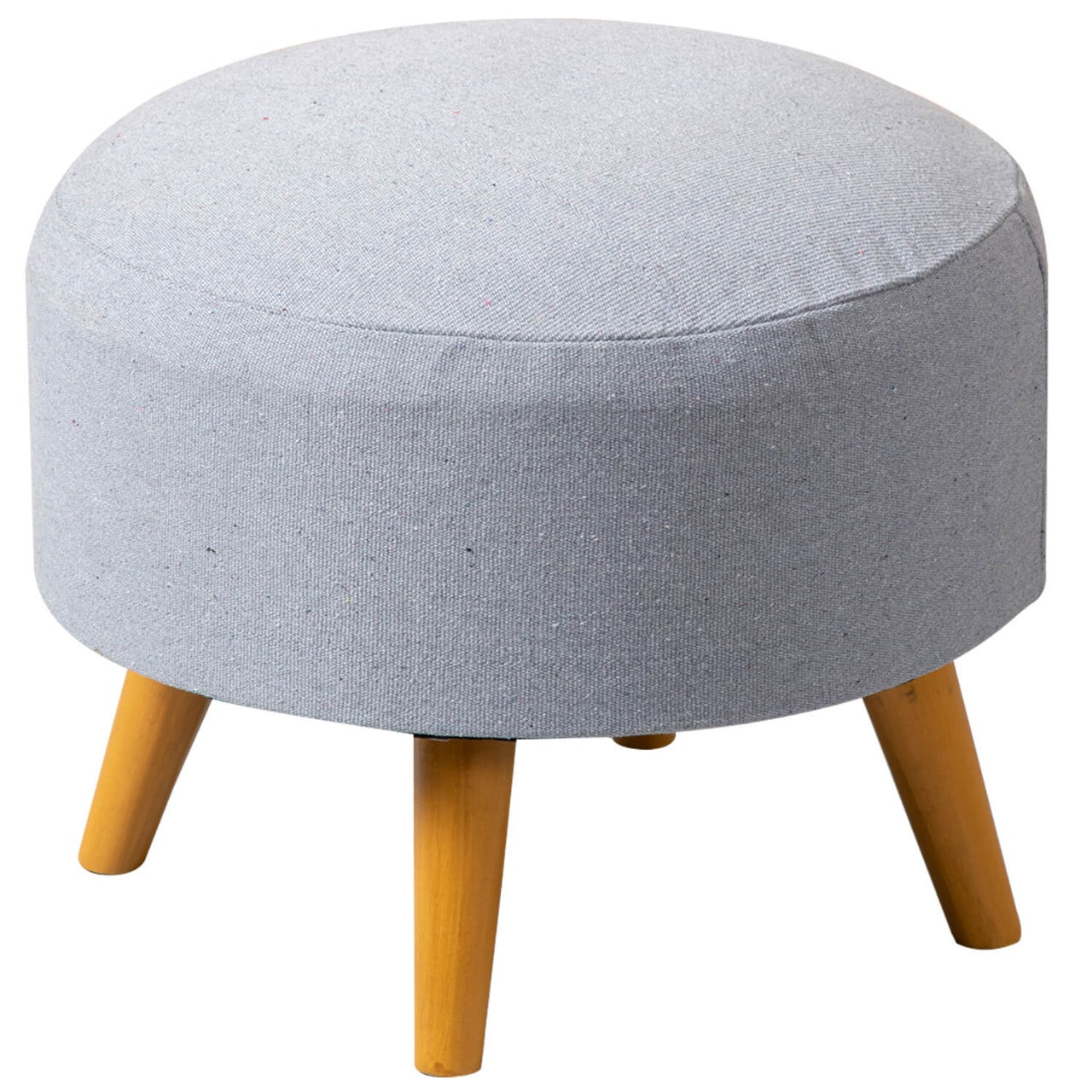 Wooden Ottomans: Cotton Canvas Grey Ottoman – Set of 1