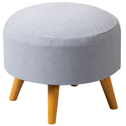 Wooden Ottomans: Cotton Canvas Grey Ottoman – Set of 1