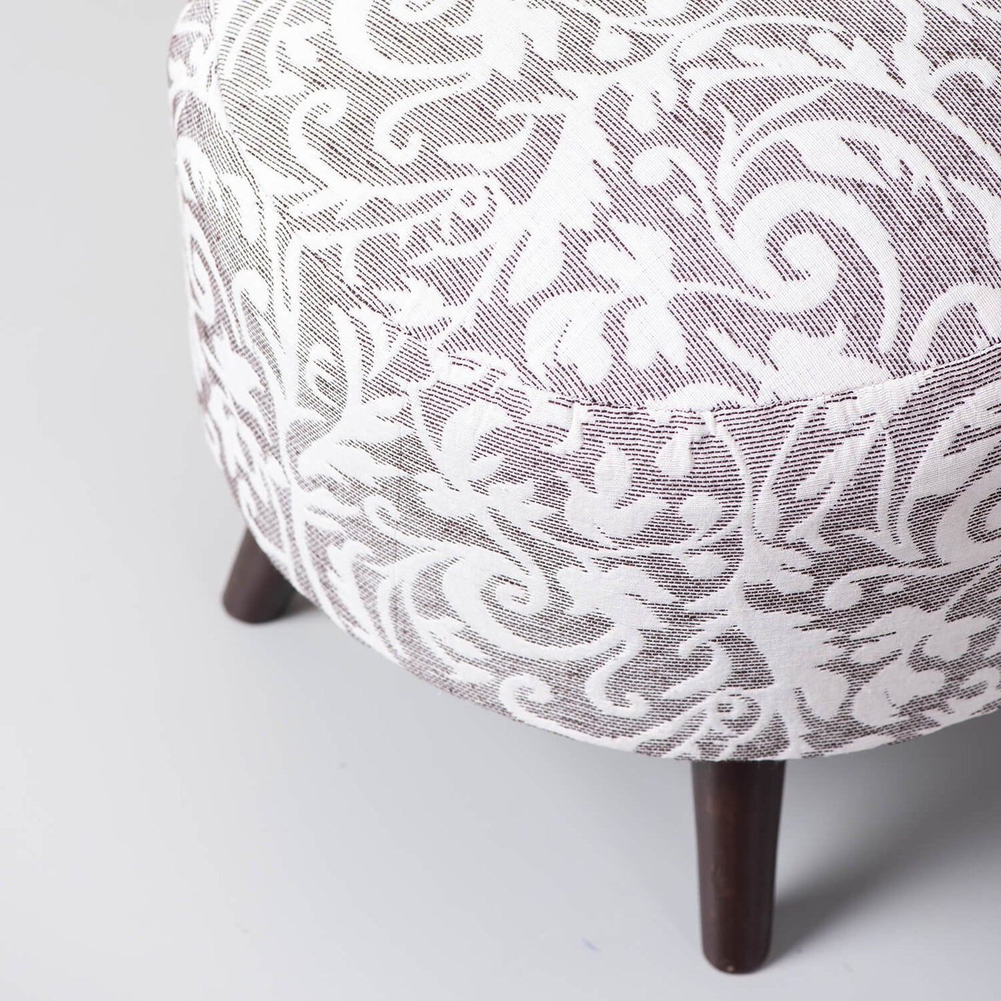 Wooden Ottomans: Grey & White Cotton Ottoman Set of 1