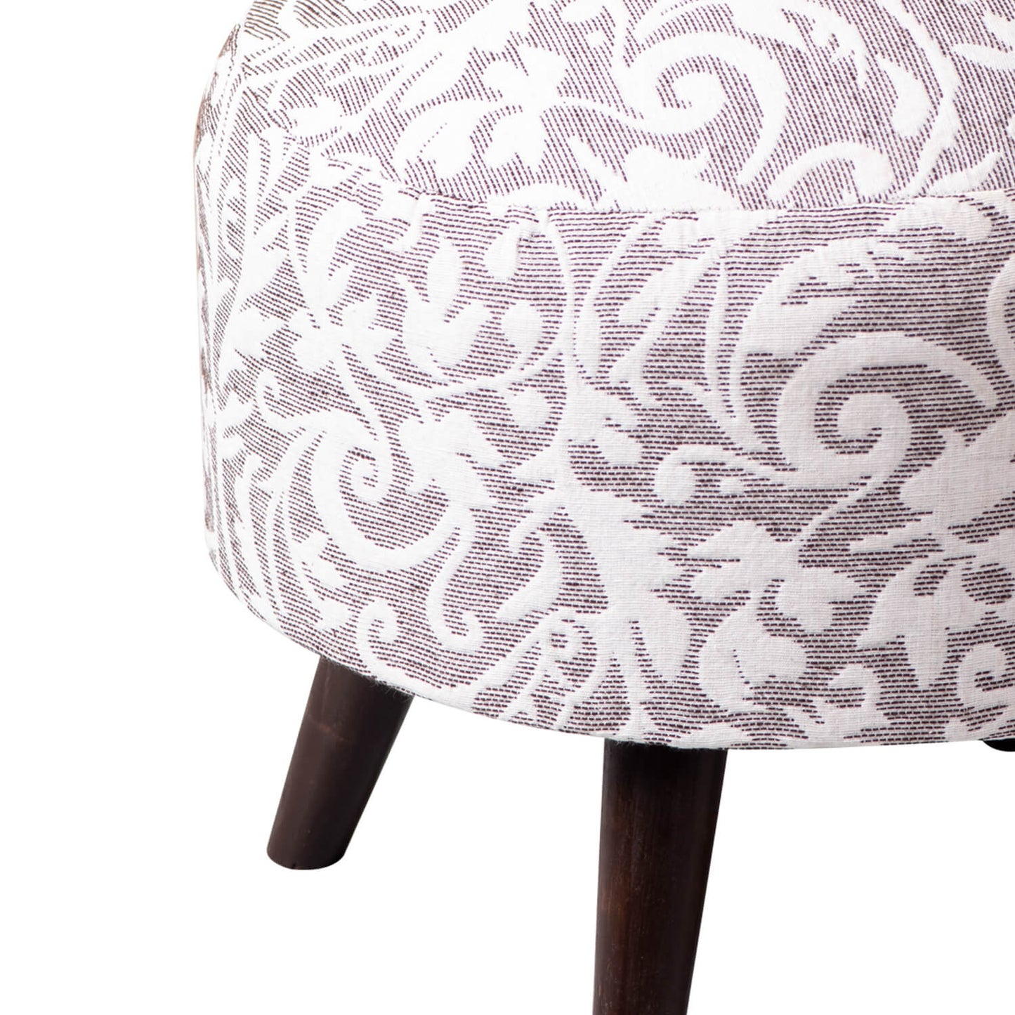 Wooden Ottomans: Grey & White Cotton Ottoman Set of 1