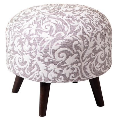 Wooden Ottomans: Grey & White Cotton Ottoman Set of 1