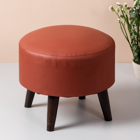 Wooden Ottomans: Leatherette Round Ottoman