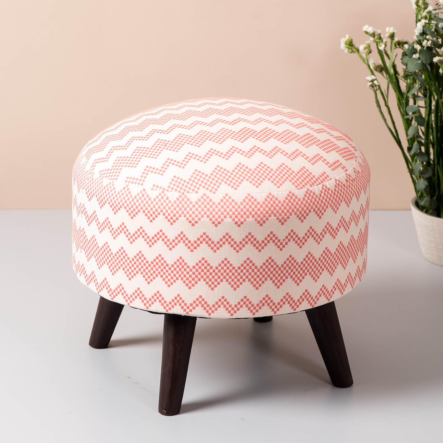 Wooden Ottomans: Light Pink Ottoman