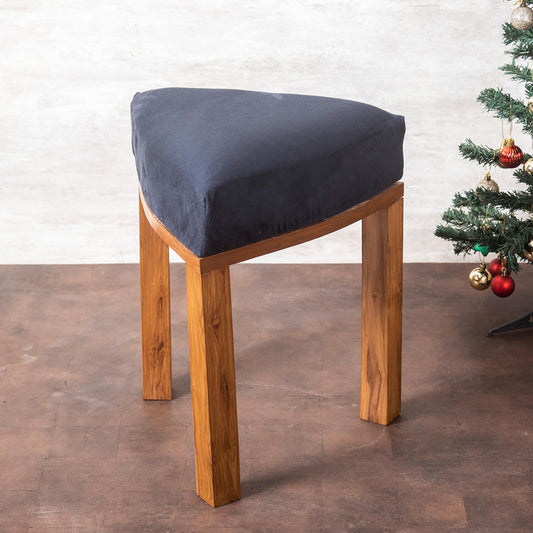 Wooden Ottomans: Navy Blue Triangle Ottoman