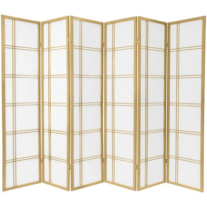 Wooden Partition: 103.5'' W x 70'' H 6 - Panel Solid Wood Folding Wooden Partition