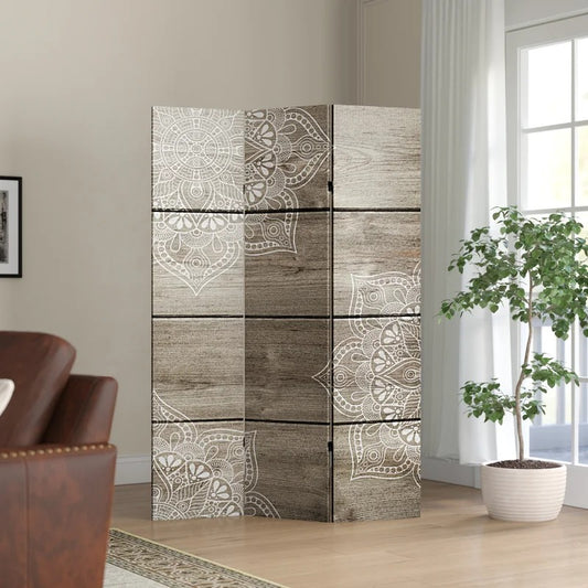 Wooden Partition 47.25'' W x 72'' H 3 - Panel Folding Wooden Partition