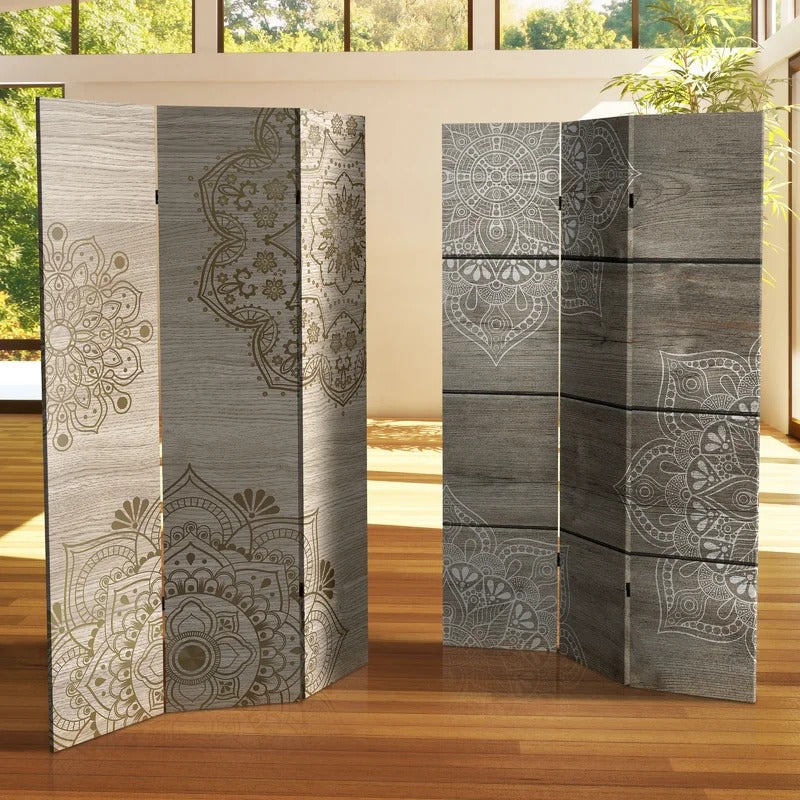 Wooden Partition 47.25'' W x 72'' H 3 - Panel Folding Wooden Partition
