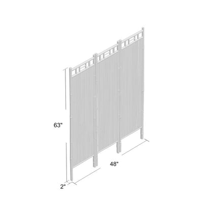 Wooden Partition: 48'' W x 63'' H 3 - Panel Bamboo/Rattan Folding Wooden Partition