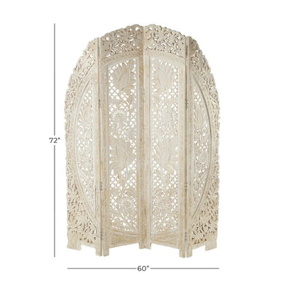 Wooden Partition 60'' W x 72'' H 4 - Panel Solid Wood