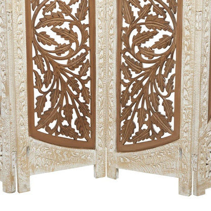 Wooden Partition 62'' W x 72'' H 4 - Panel Solid Wood Folding Wooden Partition