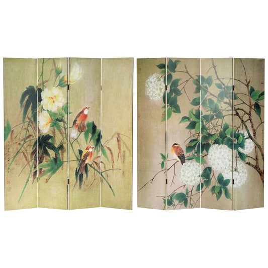 Wooden Partition: 64'' W x 71'' H 4 - Panel Solid Wood Folding Wooden Partition