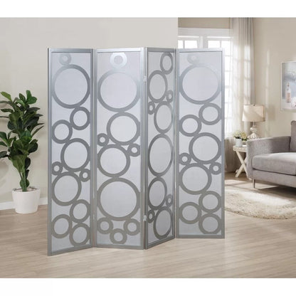 Wooden Partition: 70'' W x 70'' H 4 - Panel Solid Wood Folding Wooden Partition