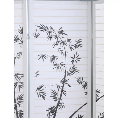 Wooden Partition: 72'' W x 71'' H 4 - Panel Folding Wooden Partition