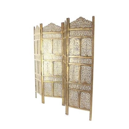 Wooden Partition: 80'' W x 71'' H 4 - Panel Folding Wooden Partition