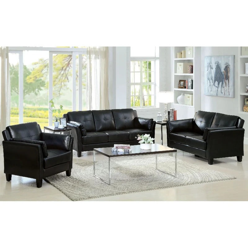 Wooden Sofa: Lesin 75.5'' Faux Leather Flared Arm Sofa