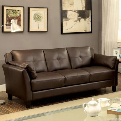 Wooden Sofa: Lesin 75.5'' Faux Leather Flared Arm Sofa