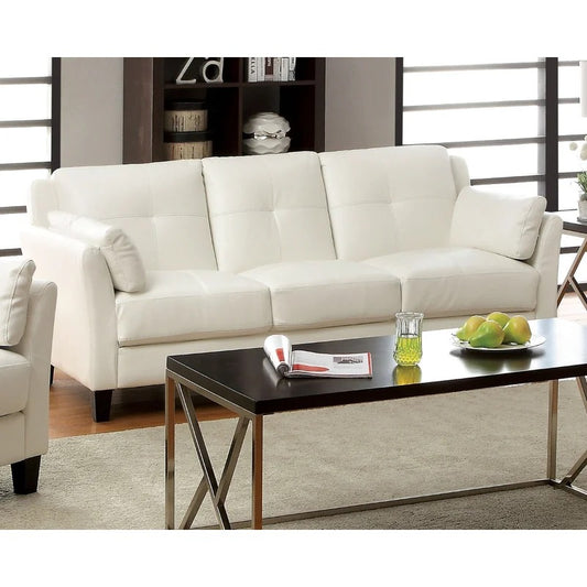 Wooden Sofa: Lesin 75.5'' Faux Leather Flared Arm Sofa