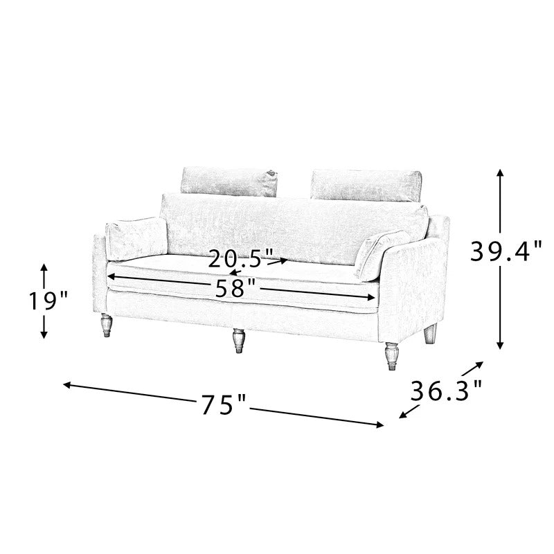 Wooden Sofa: Lexan Wooden 75'' Square Arm Sofa