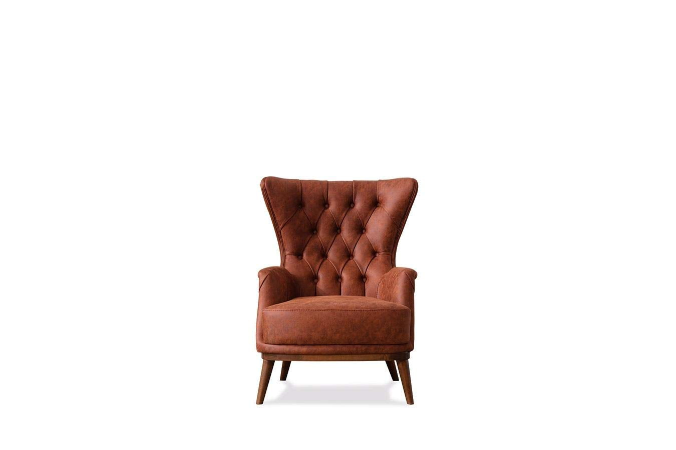 Designer Sofa Set:- Mastercraft L Shape Suede Fabric Corner Luxury FurnitureSofa Set and Wing Chair (Brown)