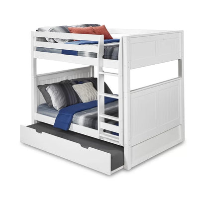 Kids Bed: Full Solid Wood Standard Bunk Bed with Trundle