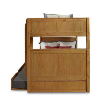 Kids Bed: Full Solid Wood Standard Bunk Bed with Trundle