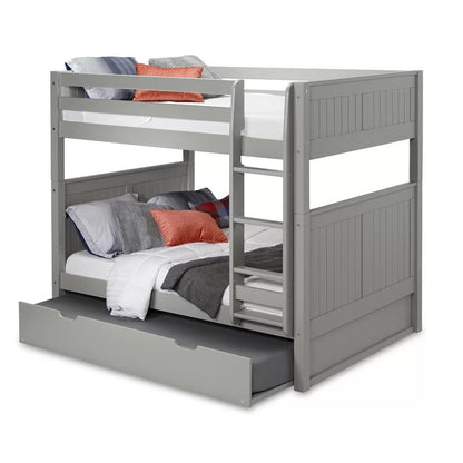 Kids Bed: Full Solid Wood Standard Bunk Bed with Trundle