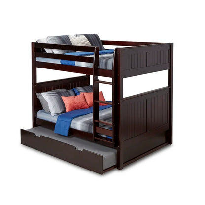 Kids Bed: Full Solid Wood Standard Bunk Bed with Trundle