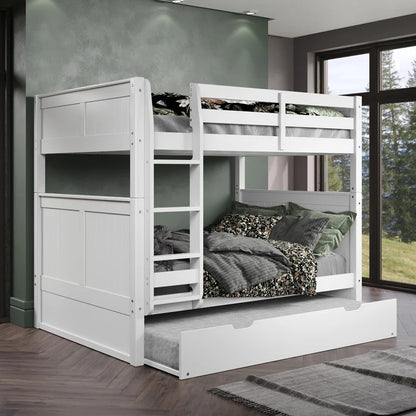 Kids Bed: Full Solid Wood Standard Bunk Bed with Trundle